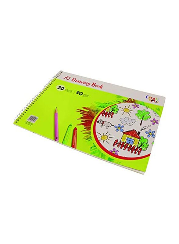 Navneet A3 Spiral Drawing Book, 20 Sheets, 90 GSM, Green