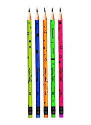 ناتاراج طقم أقلام رصاص مستدير بطبعة فلورو من 12 قطعة برأس ممحاة، متعدد الألوان