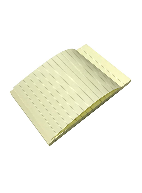 Kores Sticky Lined Notes Pad, 15 x 10cm, 100 Sheets, Canary Yellow