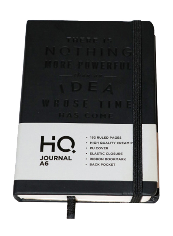 Navneet HQ Journal Casebound PU Notebook, 96 Sheets, A6 Size, Black
