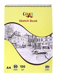 Navneet A4 Spiral Sketch Book, 20 Sheets, 120 GSM, Yellow/Grey