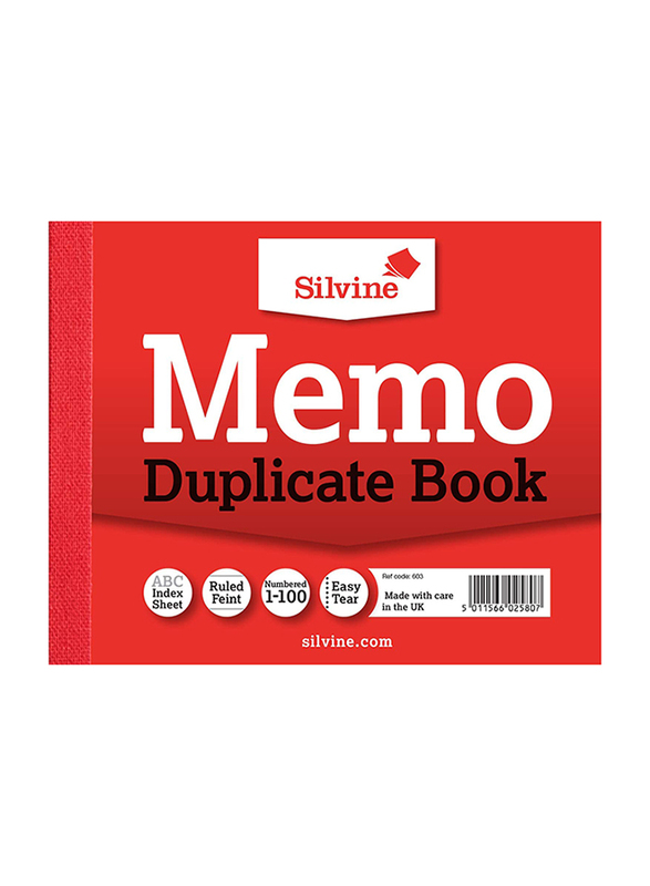 Silvine Duplicate Memo Book, 10.2 x 12.7cm, 100 Sheets, White