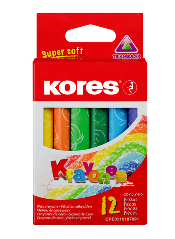 Kores Krayones Triangular Wax Crayons, 12 Piece, Multicolour