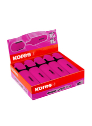 Kores 10-Piece Bright Liner Highlighter Pen with 0.5-5mm Chisel Tip, Pink
