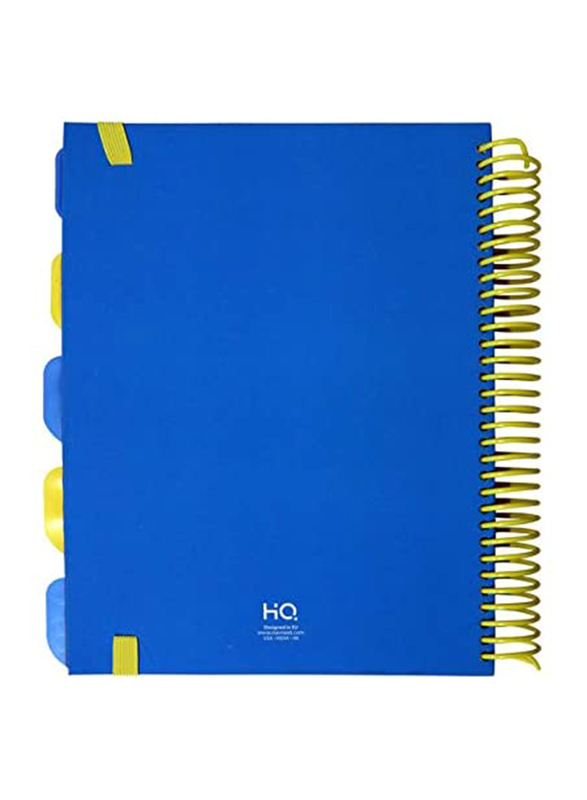 Navneet HQ Plastic Spiral 5 Subject Book, 10.5 x 8inch, 150 Sheets, Blue