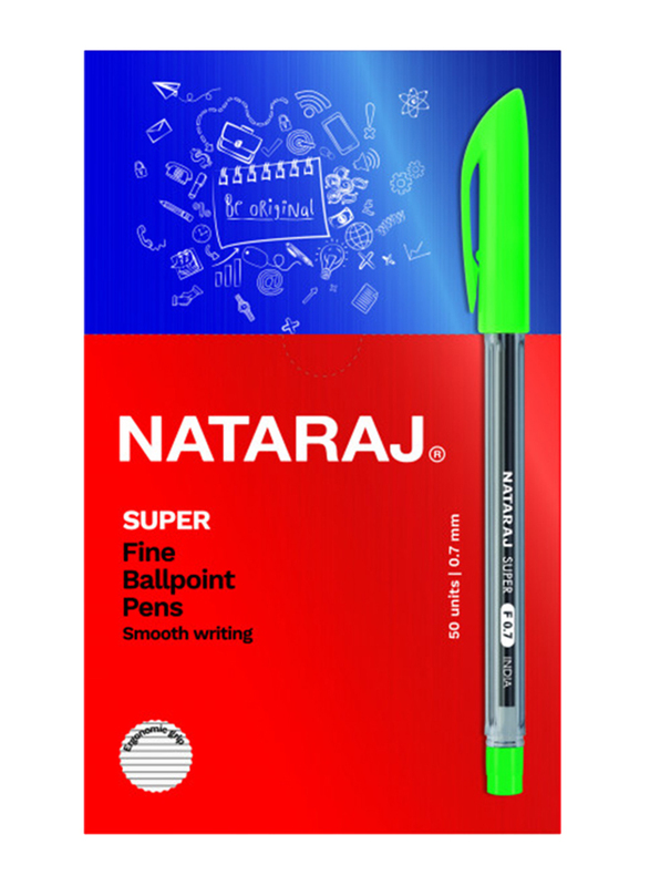 Nataraj 50-Piece Super Fine Ballpoint Pen Set, 0.7mm, Green