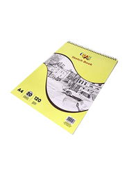 Navneet A4 Spiral Sketch Book, 20 Sheets, 120 GSM, Yellow/Grey