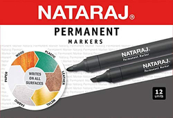 Nataraj 12-Piece Bullet Tip Permanent Marker, 2mm, Black