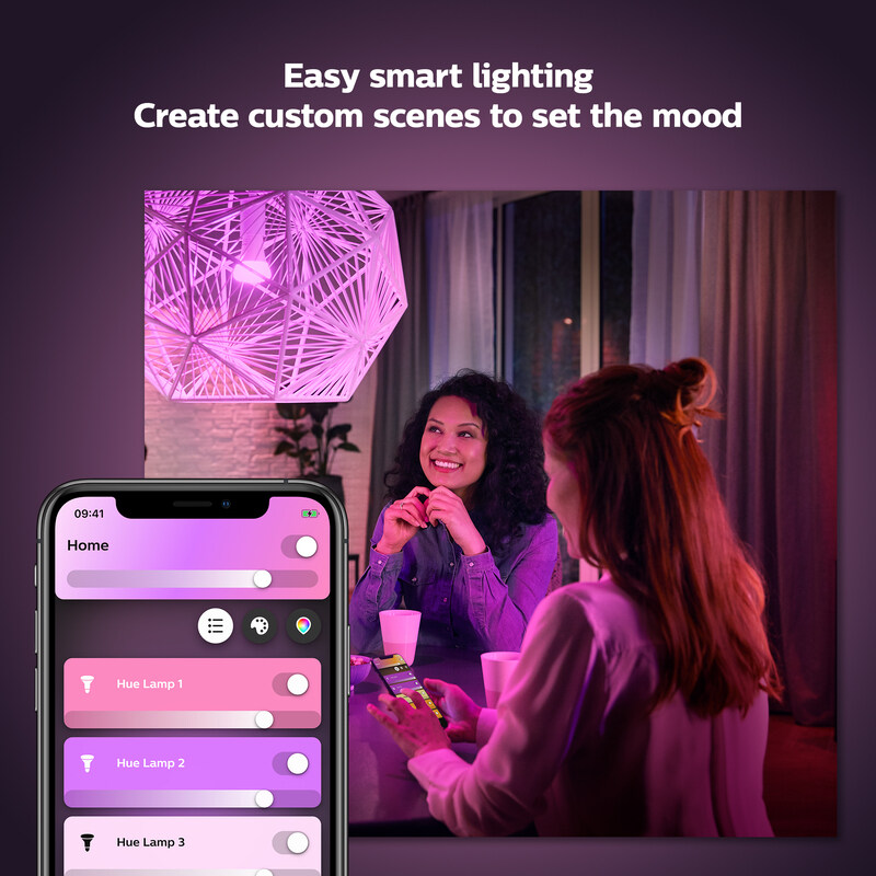 Philips Hue E27 A60 Ambiance Single Bulb, 9W, White and Colour