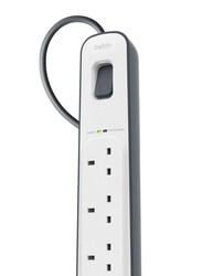 Belkin 6 Plug 2m Surge Protection Extension Charger, White