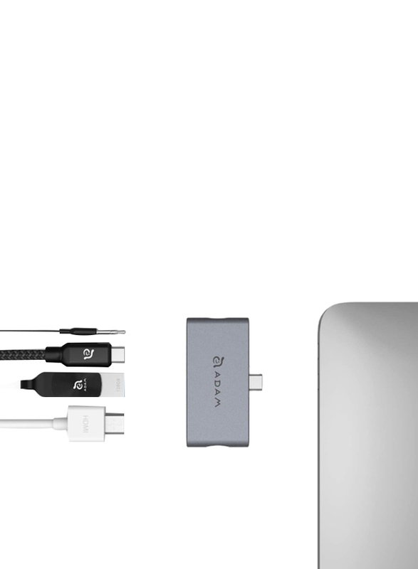 Adam Elements AAPADHUBI4GY USB-C 4-in-1 Hub for Apple iPad Pro, Grey