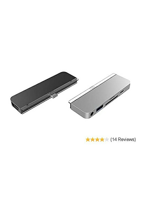 HyperDrive 6-in-1 Dual-Slot-Card Readers with USB Type-C 3.0 for MacBook/Smartphones, HD319-SIL, Silver