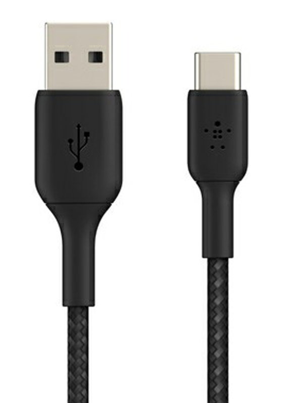 Belkin 2-Meter Boost Charge Braided USB Type-C Cable, USB Type A Male to USB Type-C for Smartphones, Black