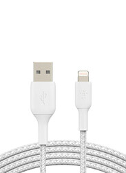 Belkin 3-Meter Boost Charge Braided Lightning Cable, USB Type A Male to Lightning for Apple Devices, White