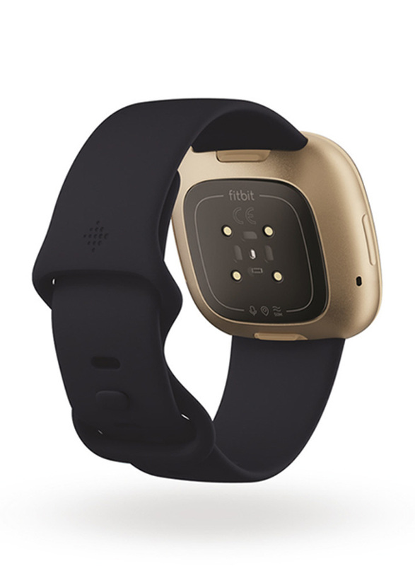 Fitbit Versa 3 Smartwatch, GPS, Soft Gold Aluminium Case with Midnight Band