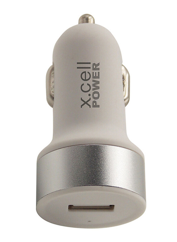 X.cell Apple Approved Car Charger, 2.4A USB Port, White