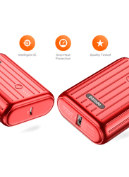 Porodo 10000mAh Ultra-Compact Wireless Portable Power Bank, with 18W Power Delivery & Quick Charge C3.0, Red