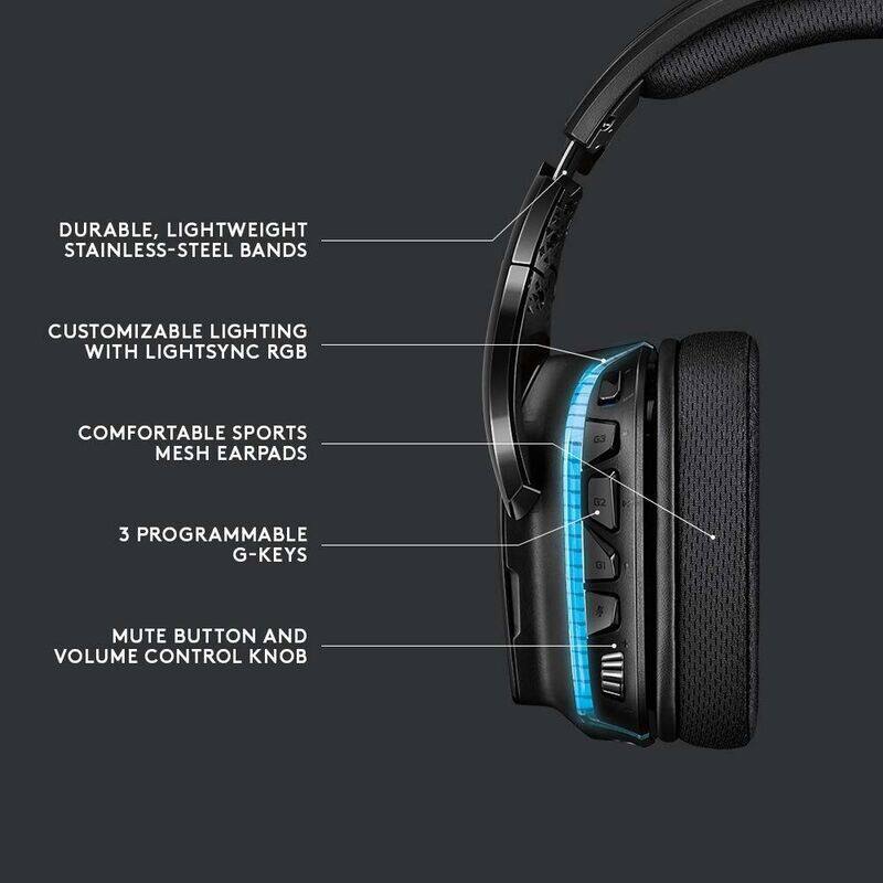 سماعات آذن لوجيتيك G635 بتصميم Over-Ear للالعاب 7.1 سراوند مع مايكروفون, اسود