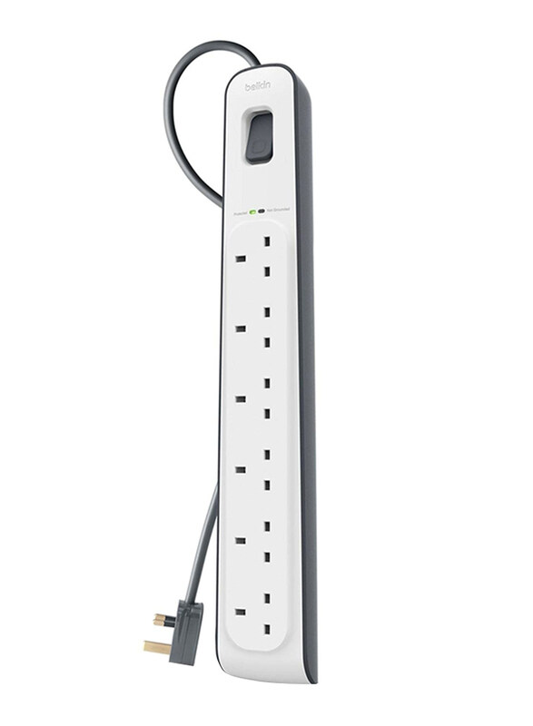 Belkin 6 Plug 2m Surge Protection Extension Charger, White