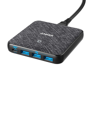 Anker PowerPort Wall Charger, 65W USB Type-C and 20W 3 USB Ports with PowerIQ Technology, Black