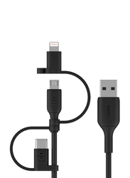 Belkin 1-Meter Boost Charge Universal Cable, USB-C, Micro-USB, Lightning devices to USB Type A for Smartphones/Tablets, Black