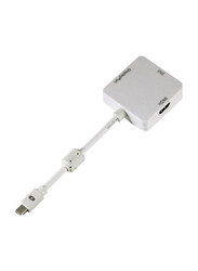 Hama 3-in-1 Adapter, Mini Display Port Male to HDMI/DVI/DisplayPort for Monitor/TV/Projector, White