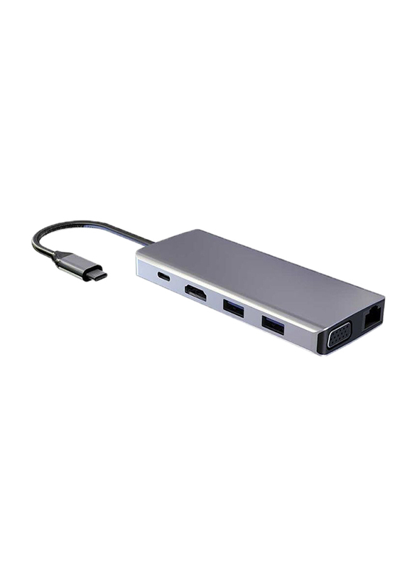 Powerology 11-in-1 USB-C Hub for PC, Grey