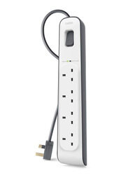 Belkin 4 Outlet Surge Protection Strip, with 2 Meter Power Cord, Black/White