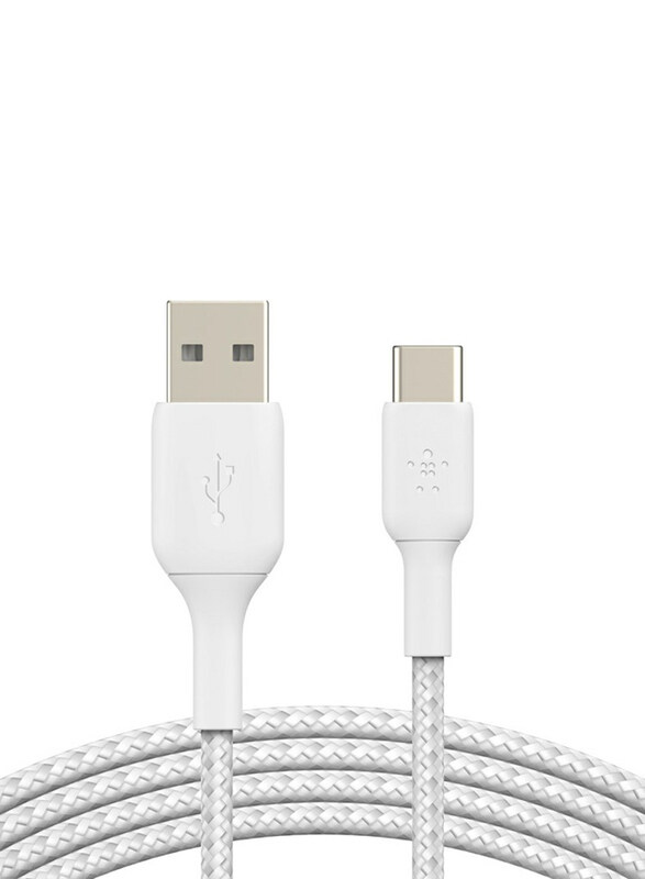 Belkin 2-Meter Boost Charge Braided USB-C Cable, USB Type A Male to USB Type-C for Smartphones, White