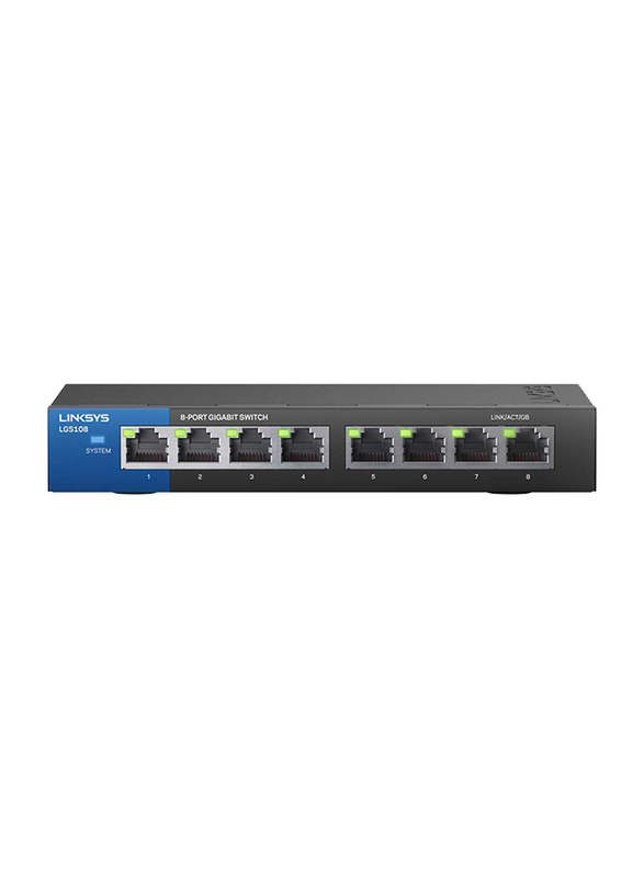 Linksys LGS108 Unmanaged 8-Port Gigabit Ethernet Switch, Black