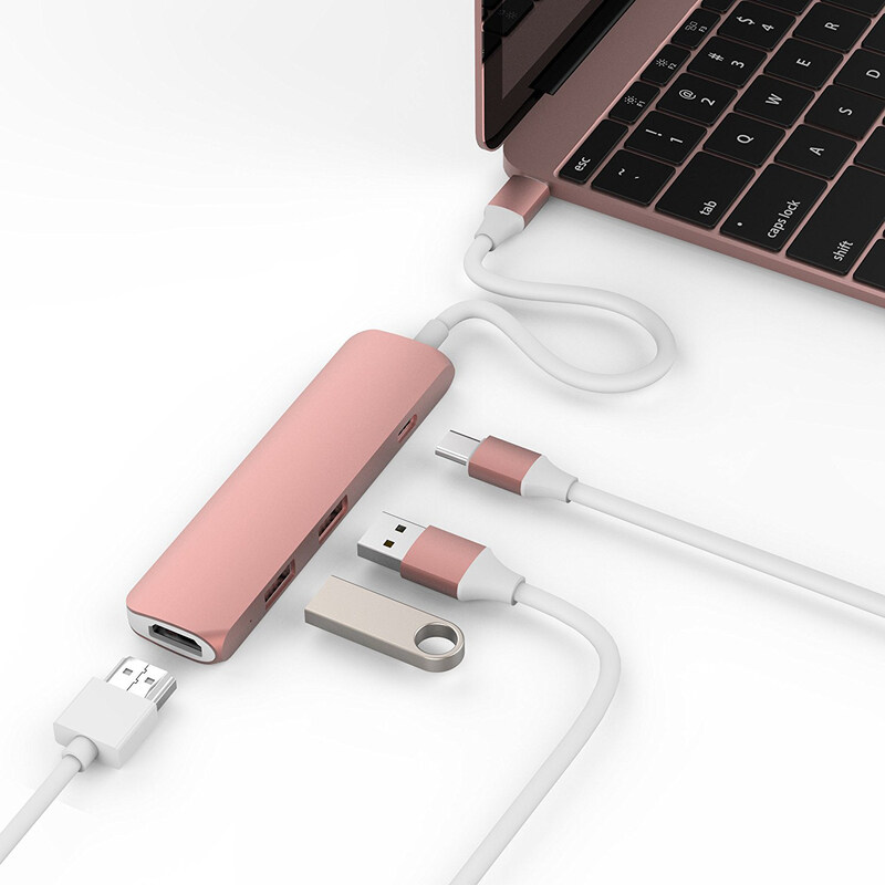 HyperDrive USB Type-C Hub with 4K HDMI Support for Apple MacBook, Rose