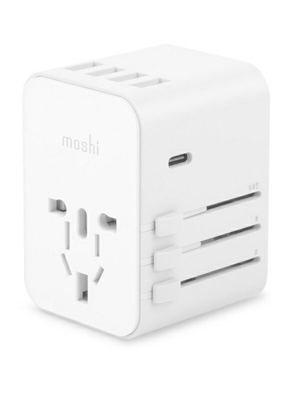 Moshi World Travel Charger Adapter, with USB Type-C and USB Type A Ports, MSHI-L-022156, White