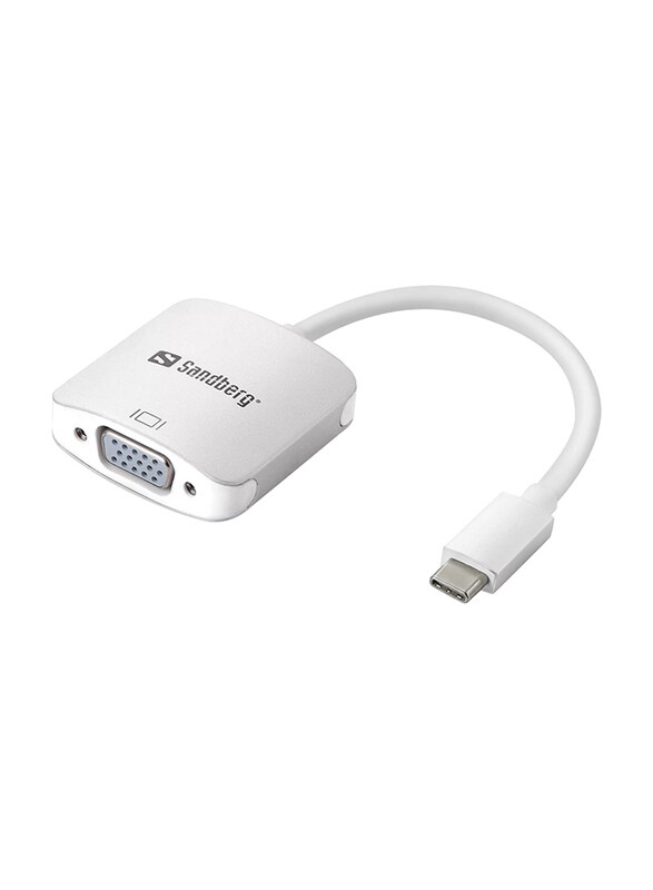 Sandberg VGA Link Adapter, USB Type-C Male to VGA Female for USB Type-C Devices, White