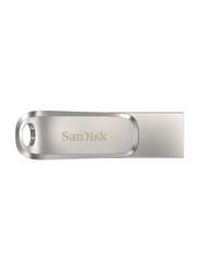 SanDisk 128GB Ultra Dual Drive Luxe USB Flash Drive, Silver