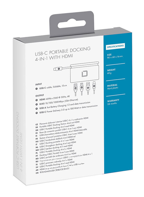 Dicota 4-in-1 USB-C Portable Docking with HDMI for PC, White