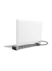 Hama 9-in-1 USB Type-C Docking Station for 4 x USB-A, USB Type-C, HDMI, LAN, SD, MicroSD, Grey