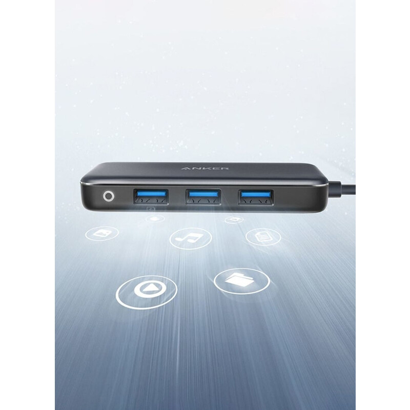 Anker Premium 60W 4-In-1 USB-C Powerhub with USB A for MacBook Pro, Grey