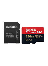 SanDisk 256GB Extreme Pro microSDXC Memory Card with SD Adapter, Red/Black