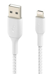 Belkin 3-Meter Boost Charge Braided Lightning Cable, USB Type A Male to Lightning for Apple Devices, White