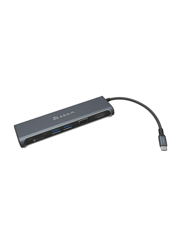 Adam Elements Casa A03 5-in-1 USB Type-C Hub for Apple Mac OS/Windows/Linux and Chrome OS Computers, AAPADHUBA03GY1, Grey