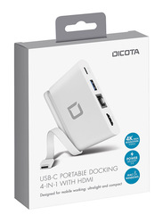 Dicota 4-in-1 USB-C Portable Docking with HDMI for PC, White