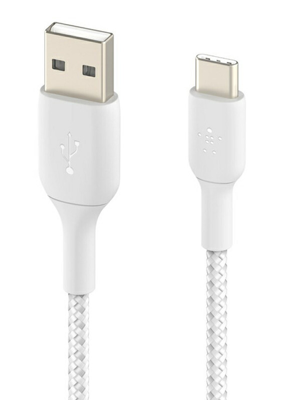 Belkin 2-Meter Boost Charge Braided USB-C Cable, USB Type A Male to USB Type-C for Smartphones, White