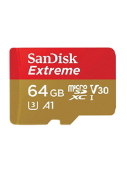 Sandisk 64GB Extreme Micro SDXC Memory Card, Red/Gold