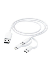 Hama 1-Meter 3-in-1 Micro-USB Cable with Adapter for USB-C and Lightning for Smartphones/Tablets, White