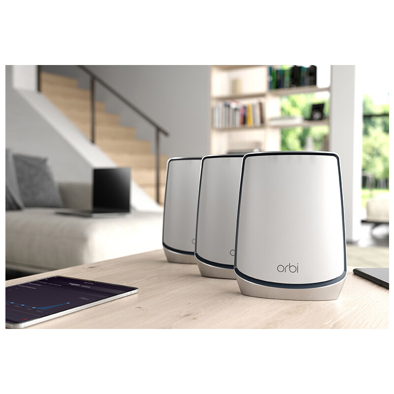 Netgear Orbi Tri-Band Wi-Fi 6 Mesh System, Router+ 2 Satellites, 6Gbps, 3-Pack, White