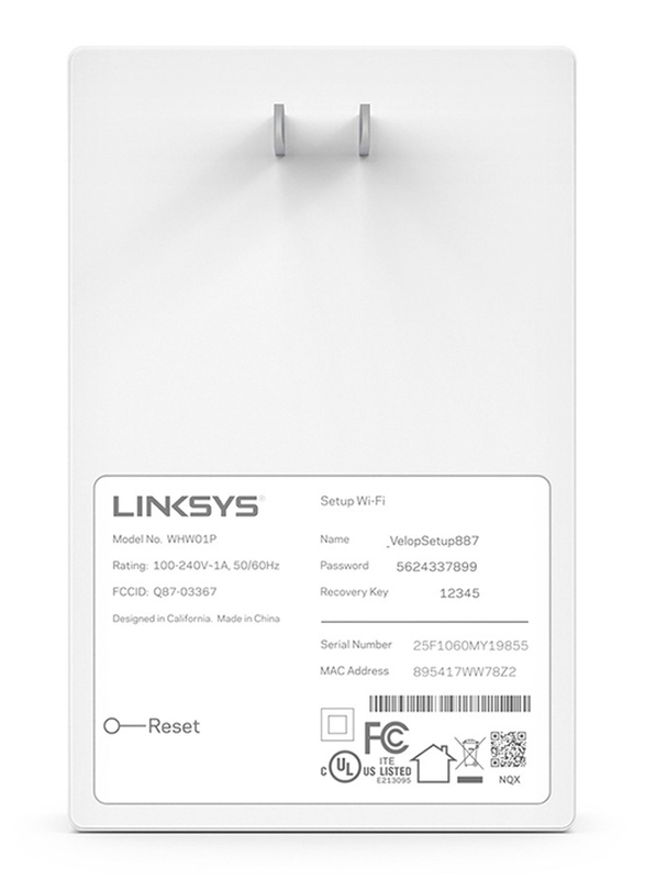 Linksys Velop Dual Band Whole Home Mesh Wi-Fi Extender, WHW0101P, White