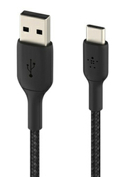 Belkin 2-Meter Boost Charge Braided USB Type-C Cable, USB Type A Male to USB Type-C for Smartphones, Black