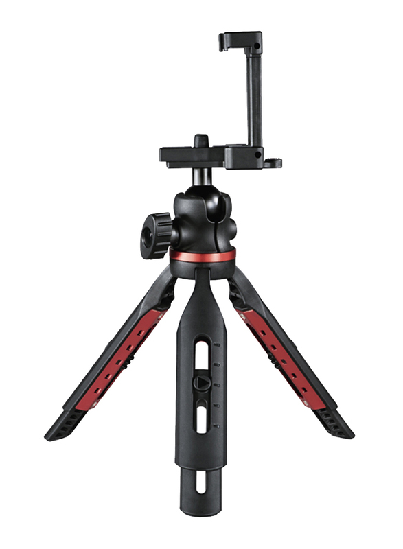 Hama 19B Solid Table Tripod for Smartphones and Photo Cameras, Black/Red