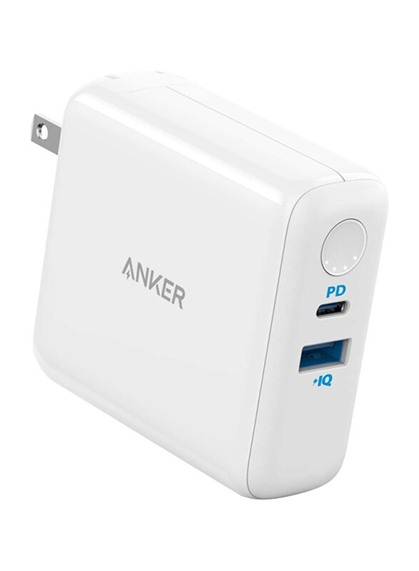 Anker PowerCore Fusion III 2-in-1 USB-C Portable Wall Charger, 5K PD, 18W, White