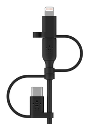 Belkin 1-Meter Boost Charge Universal Cable, USB-C, Micro-USB, Lightning devices to USB Type A for Smartphones/Tablets, Black